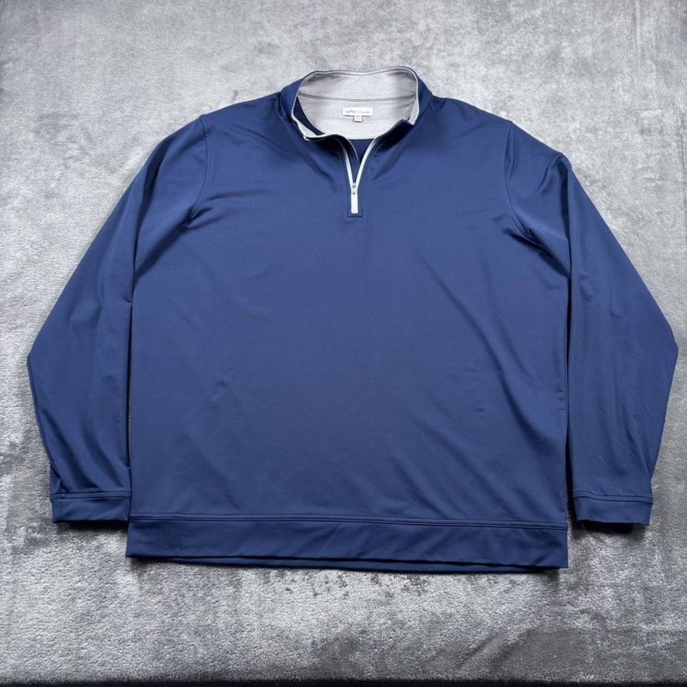 Peter Millar Pullover Mens 2XL Blue 1/4 Zip XXL Golf Crown Sport Perth Stretch - Picture 5 of 14